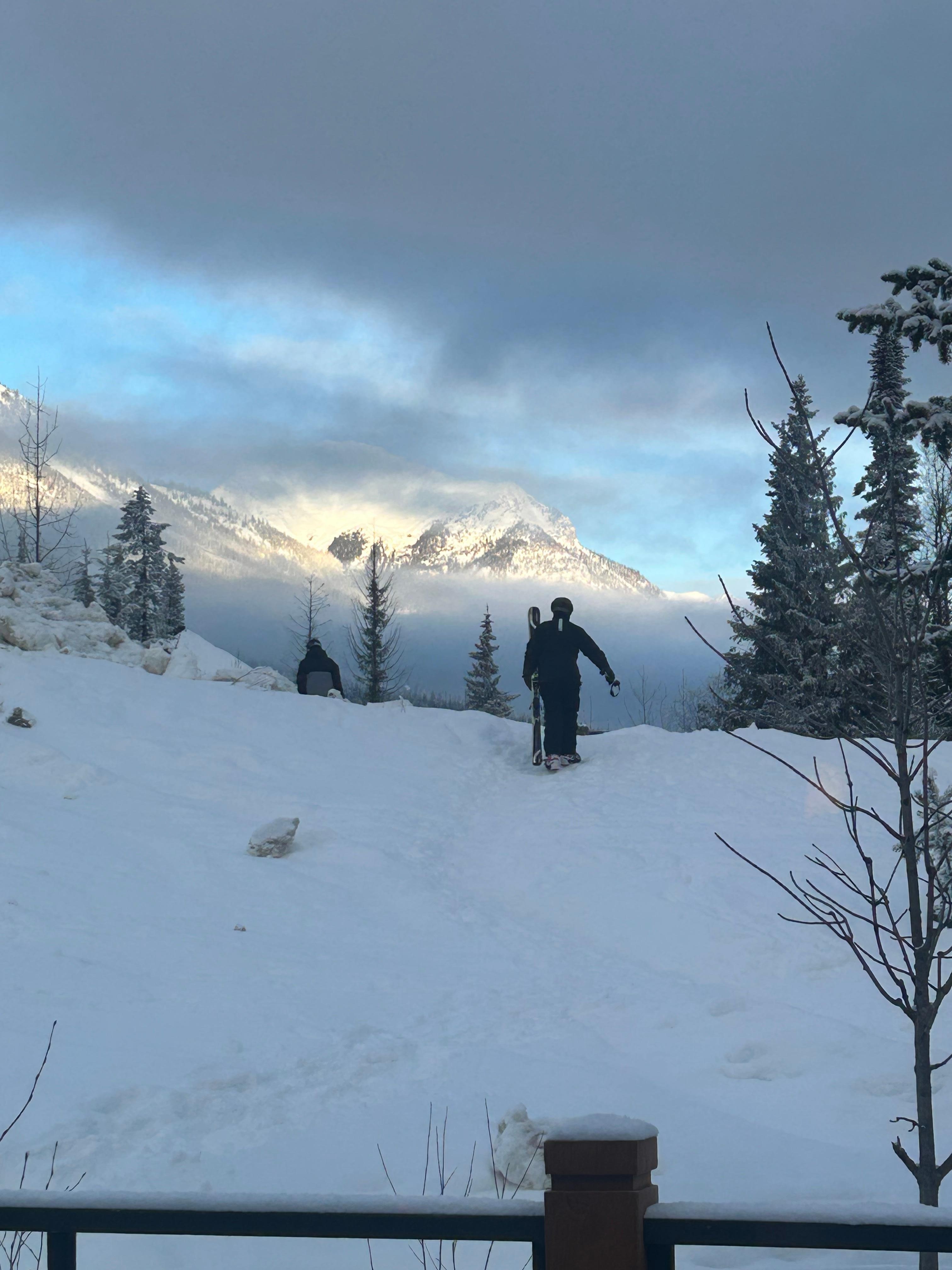 This is the view off the deck.   The ski run starts right there. 