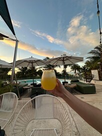 Piña colada on rooftop bar & pool