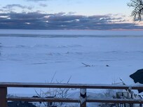 New Day begans along the frozen sheet of Lake Michigans Ice