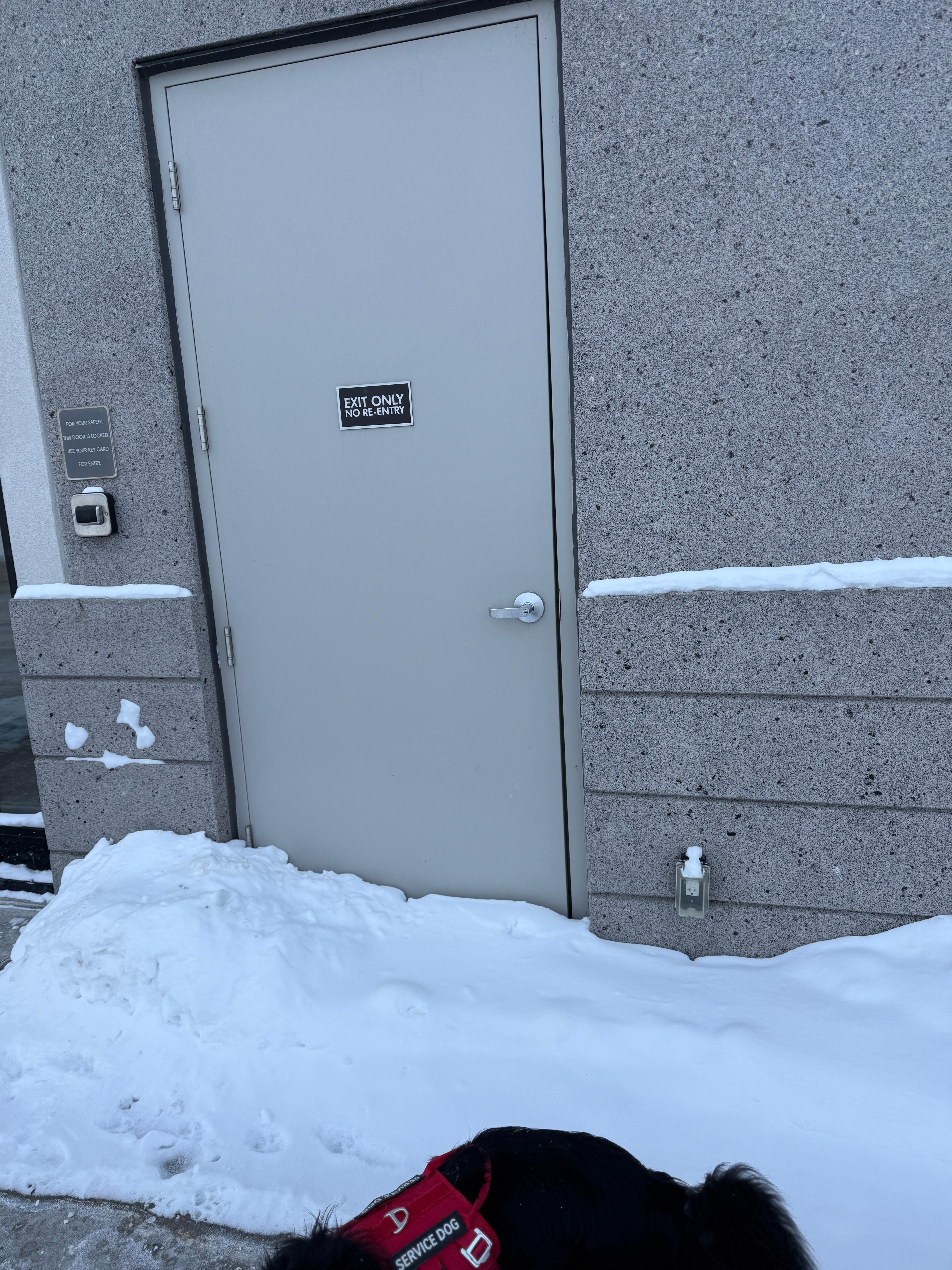 Snow against stair exit 2