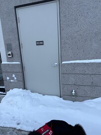 Snow against stair exit 2