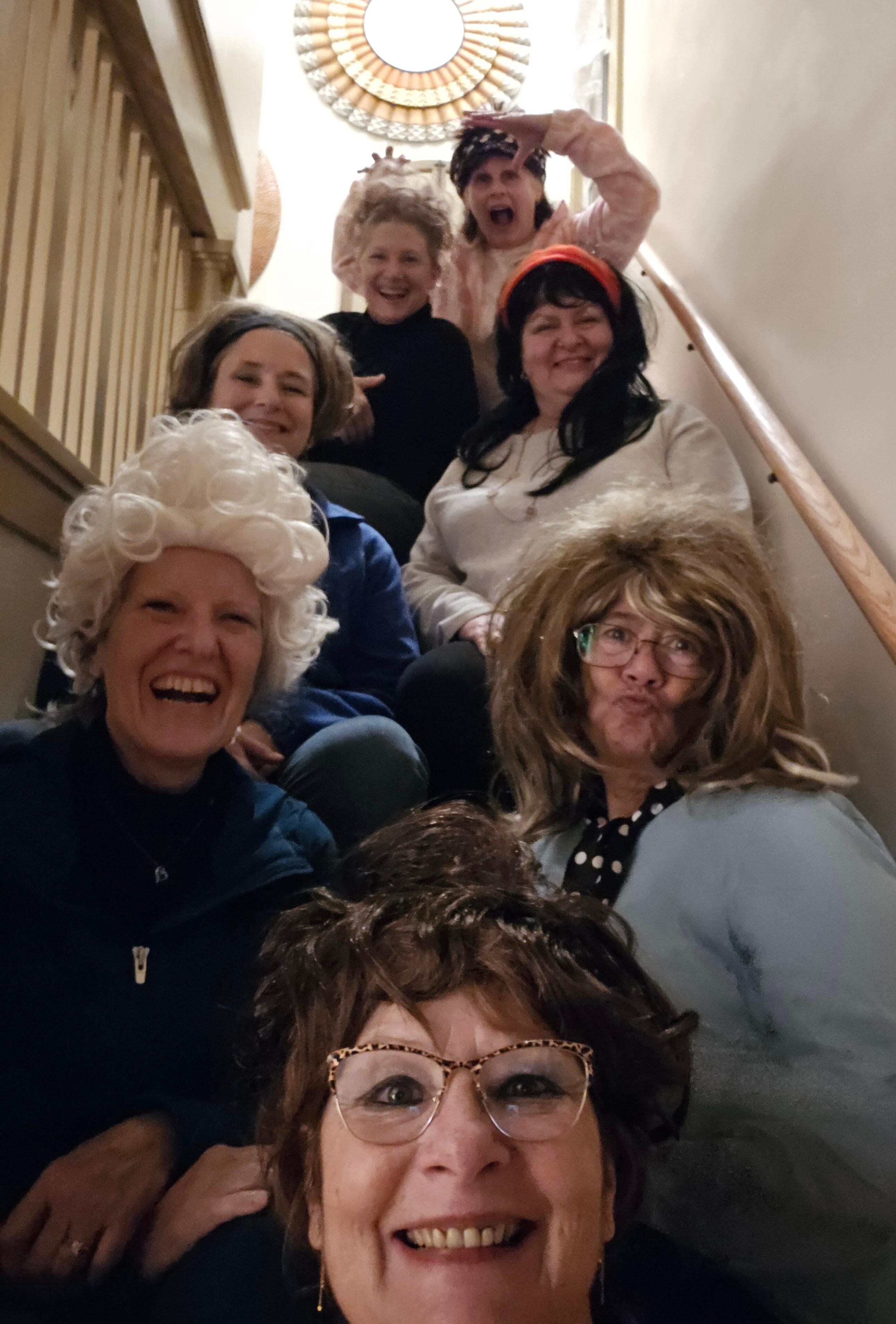 We were headed to the Fireside for a 60's musical...so we got into the spirit by doing our hair!