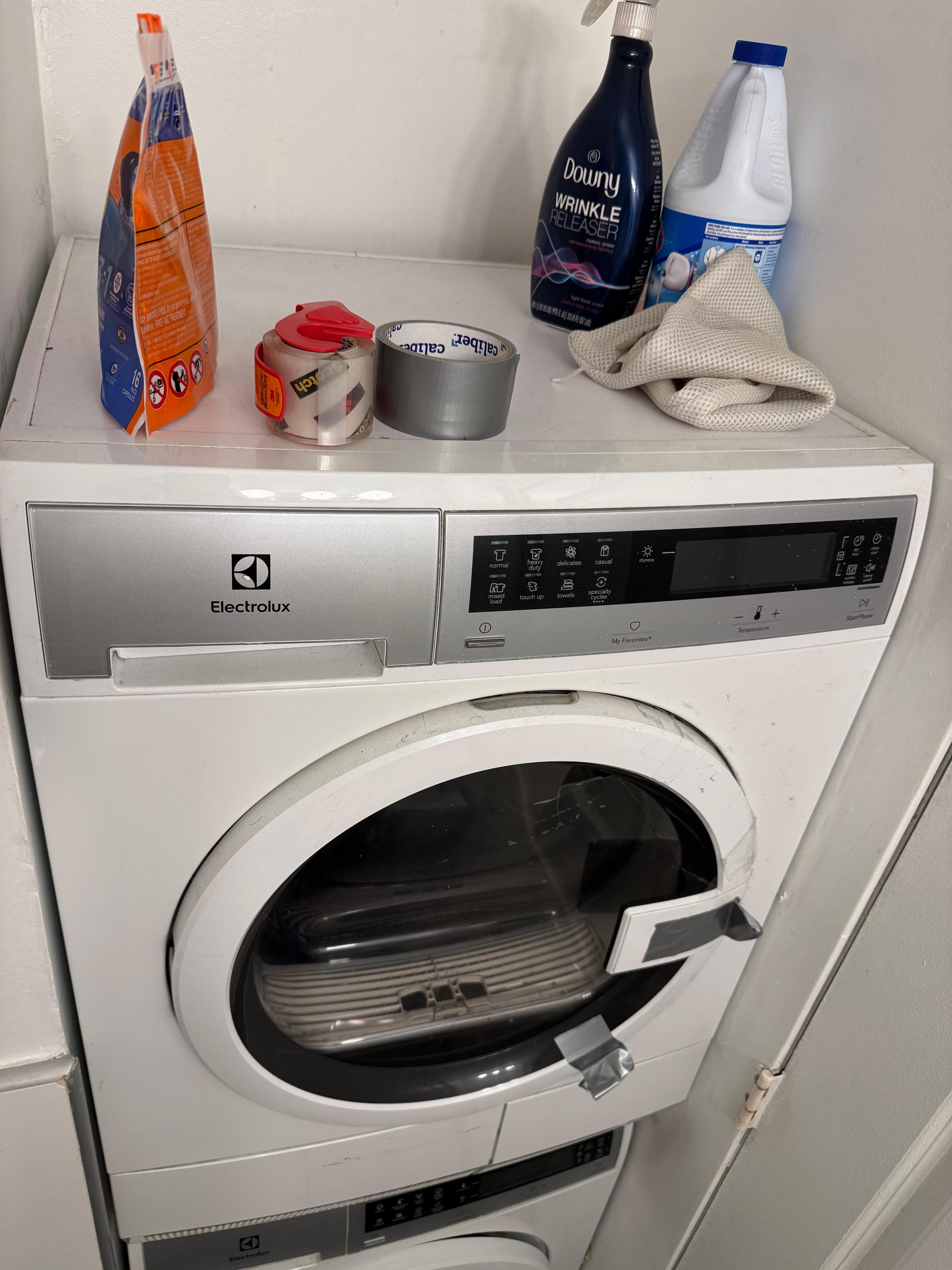 Tape on top of dryer to use