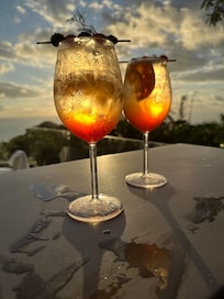 Drinks at the swim up bar at sunset