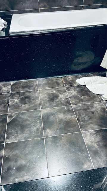 Bathroom floor with sharp conical bumps