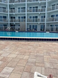Facing the condo from a pool day.