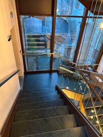 Looking from stairs to rear courtyard