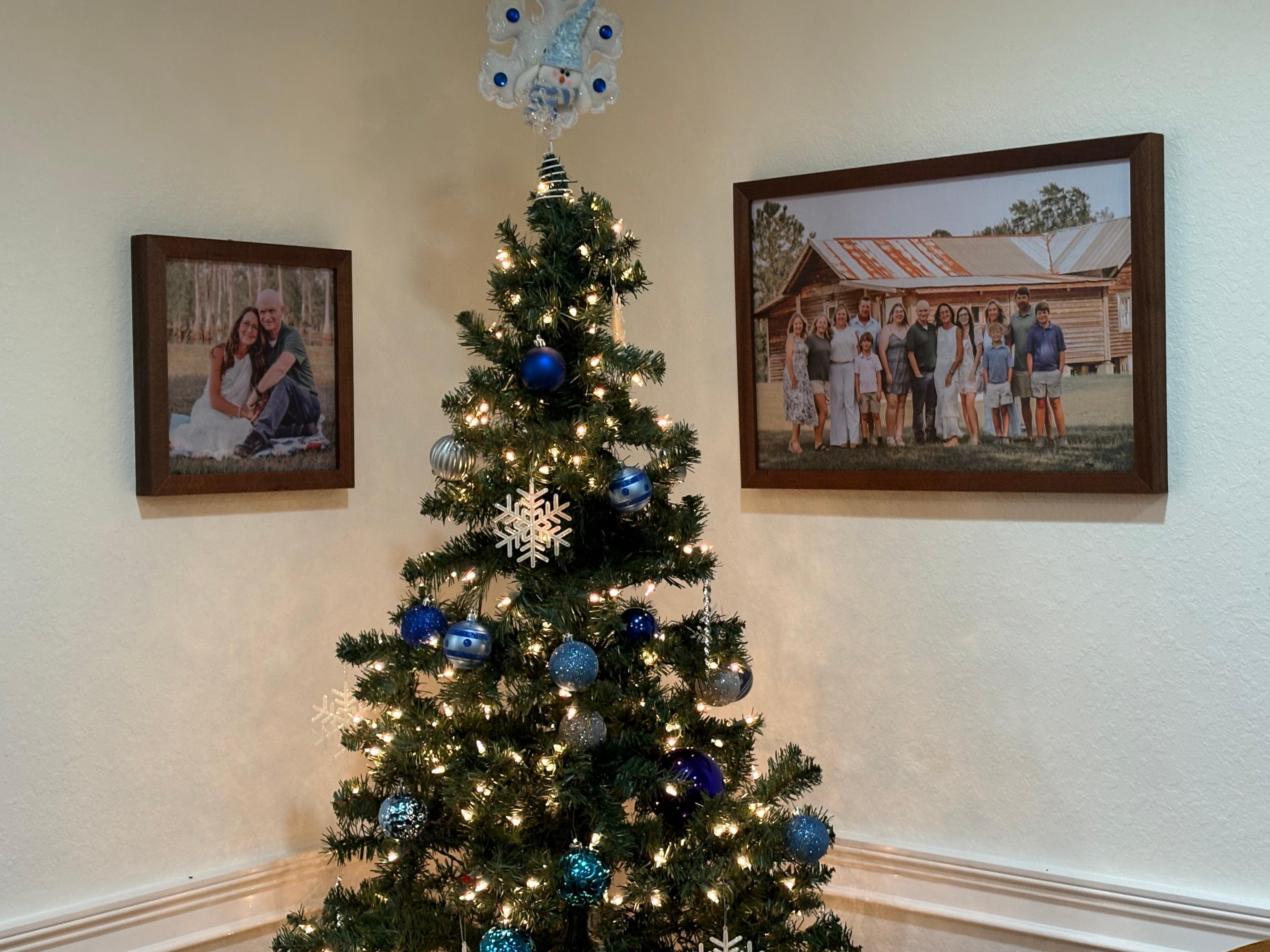 The cabin had a tree available. We set it up for our stay and hung my Christmas presents  around it! 