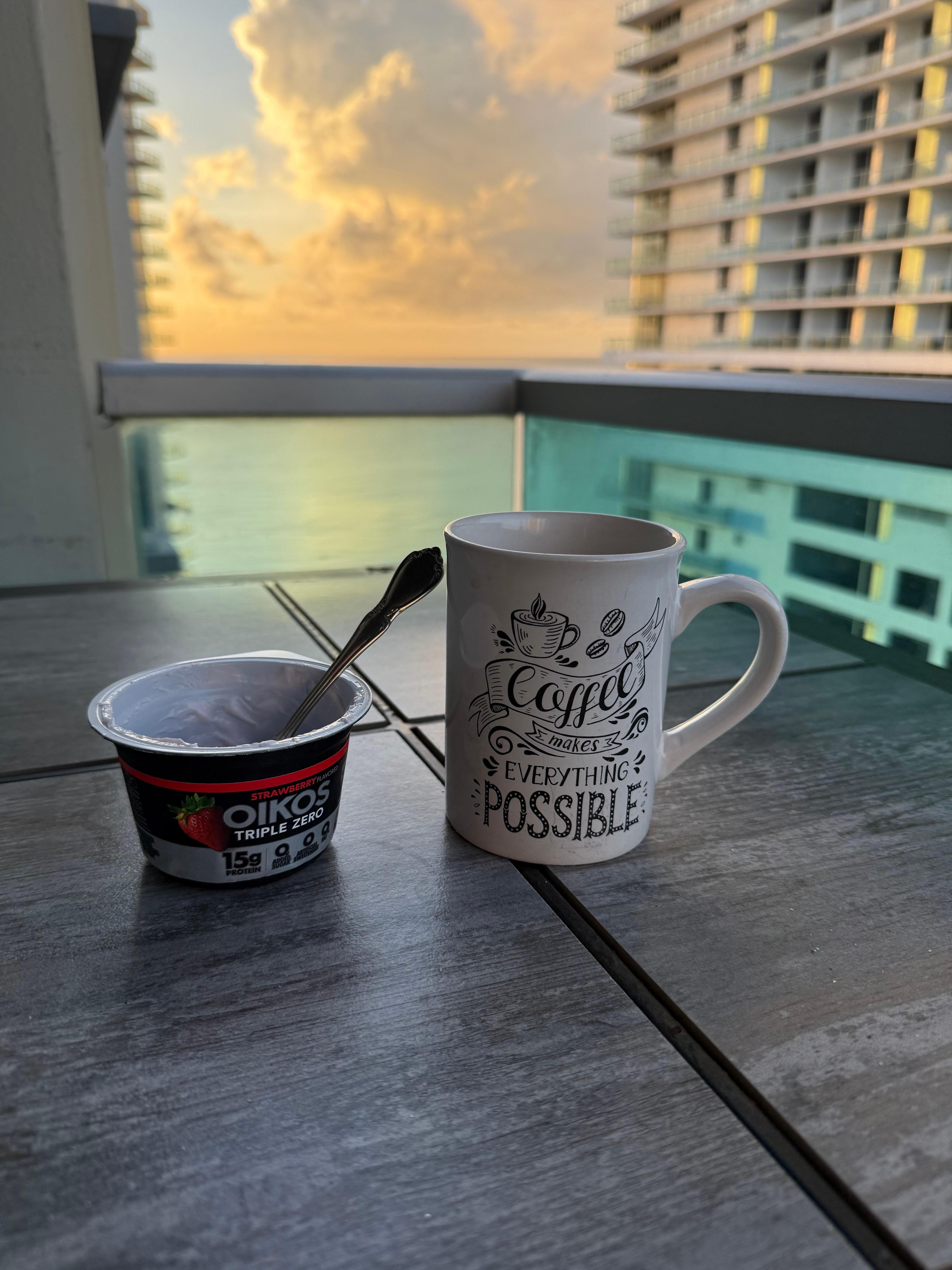 Morning breakfast on balcony 