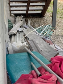 Pile of crap in backyard near "patio" area