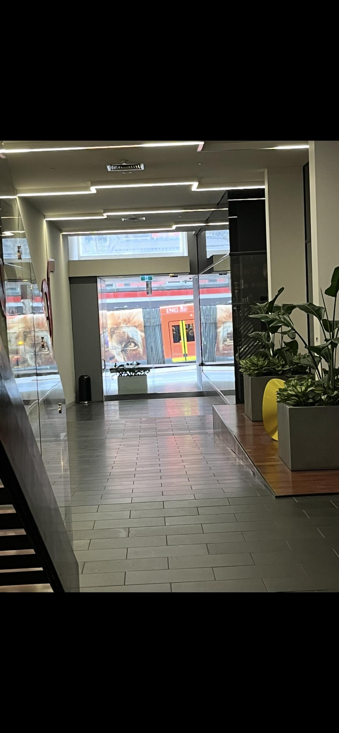 Tram st the front of hotel 