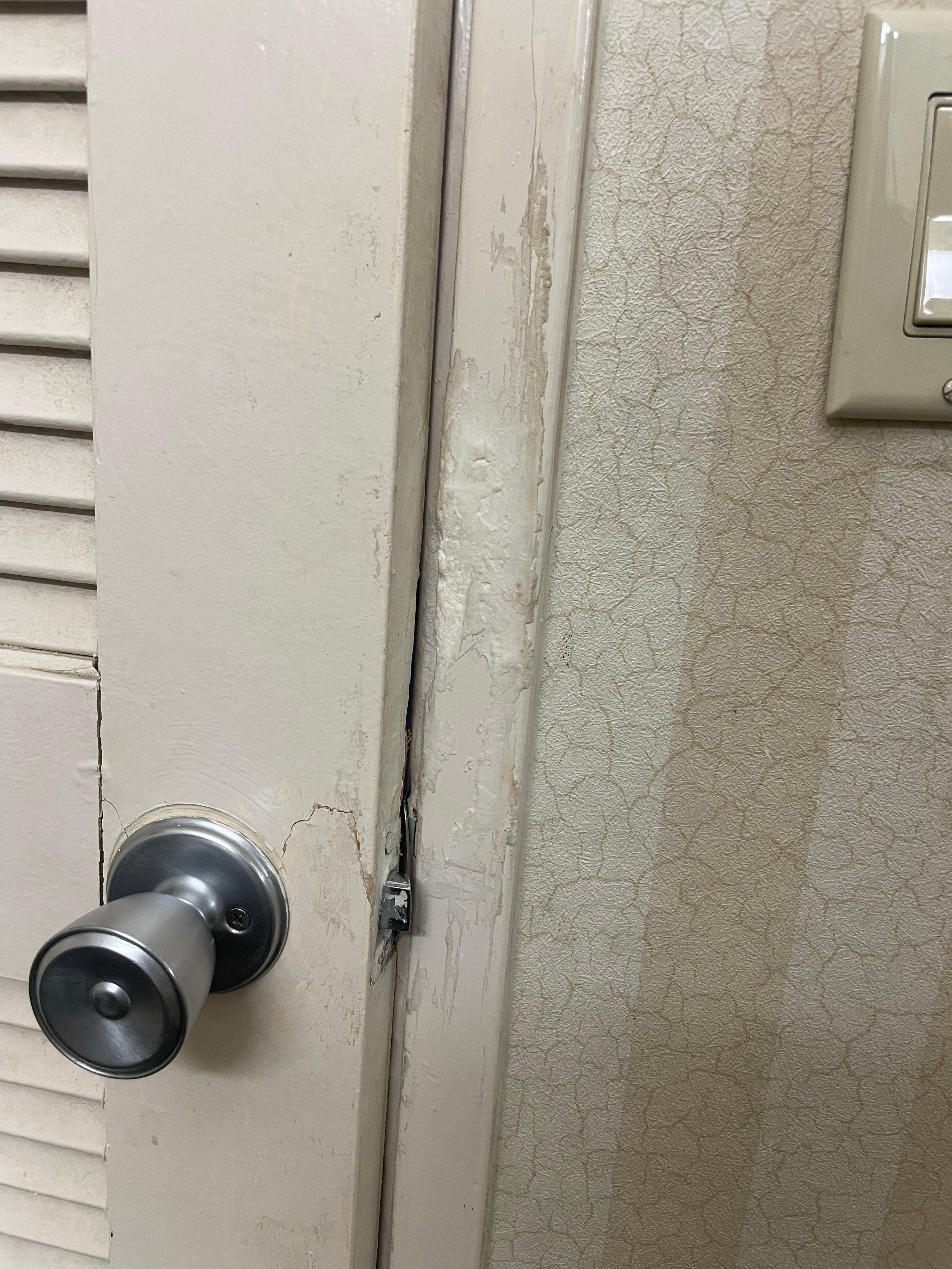 Bathroom door was dented and wouldnt close. 