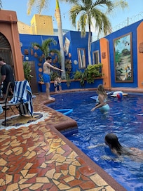 À great pool area with half bath nearby and an enjoyable place to daily evenings or for morning coffee