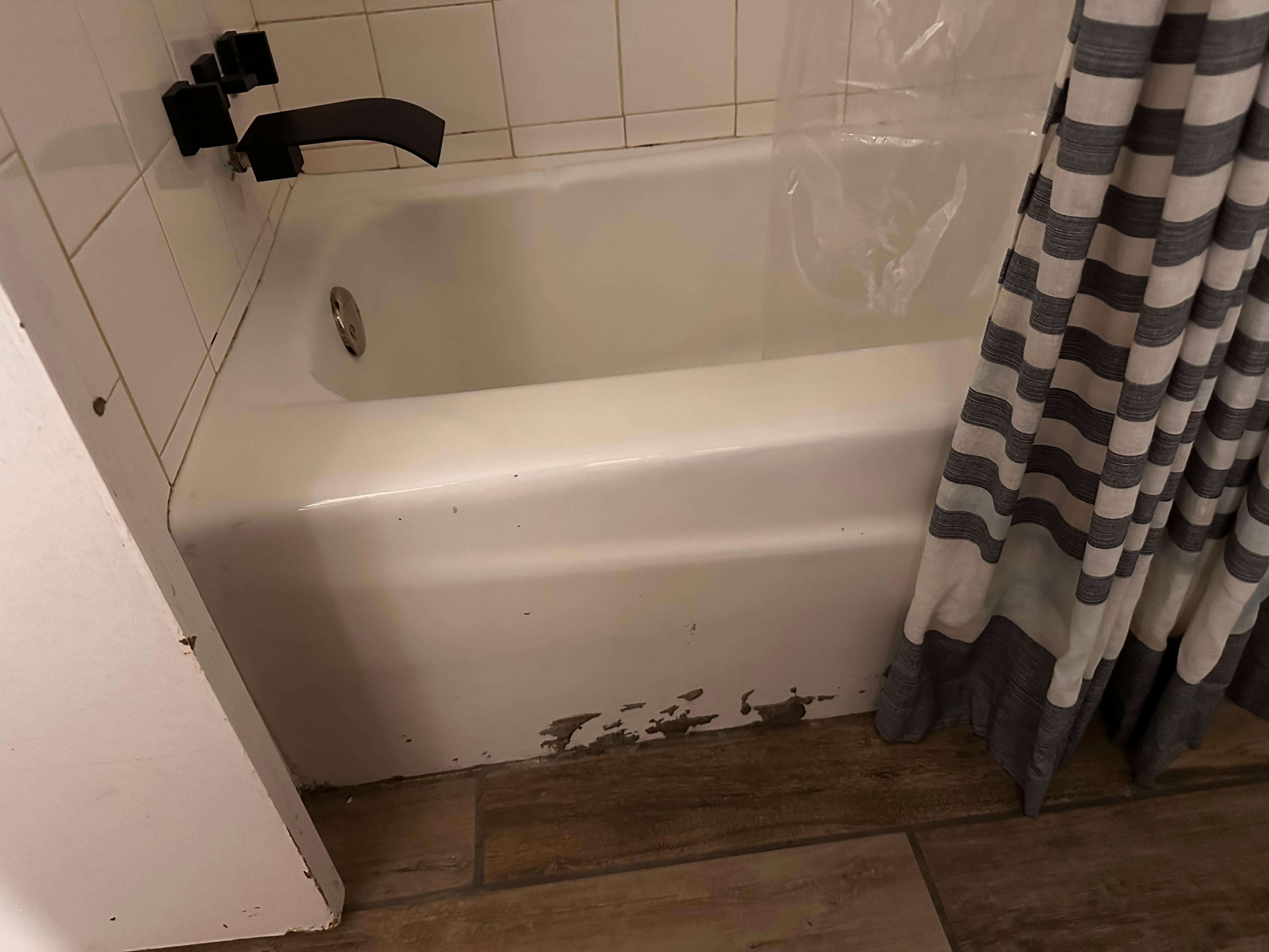 Grout on tub & faucet