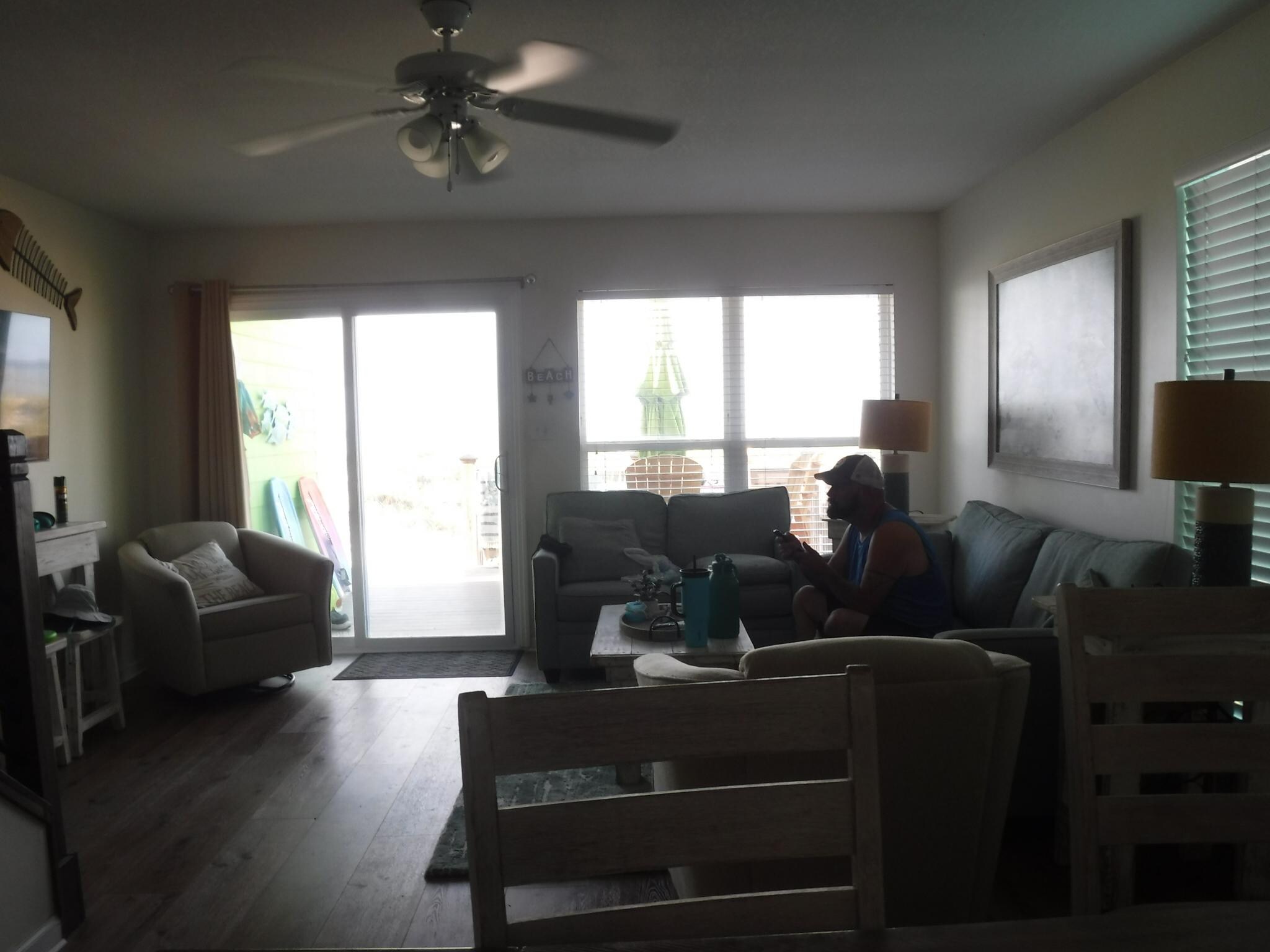 Cooling down from swimming and beach combing