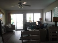 Cooling down from swimming and beach combing