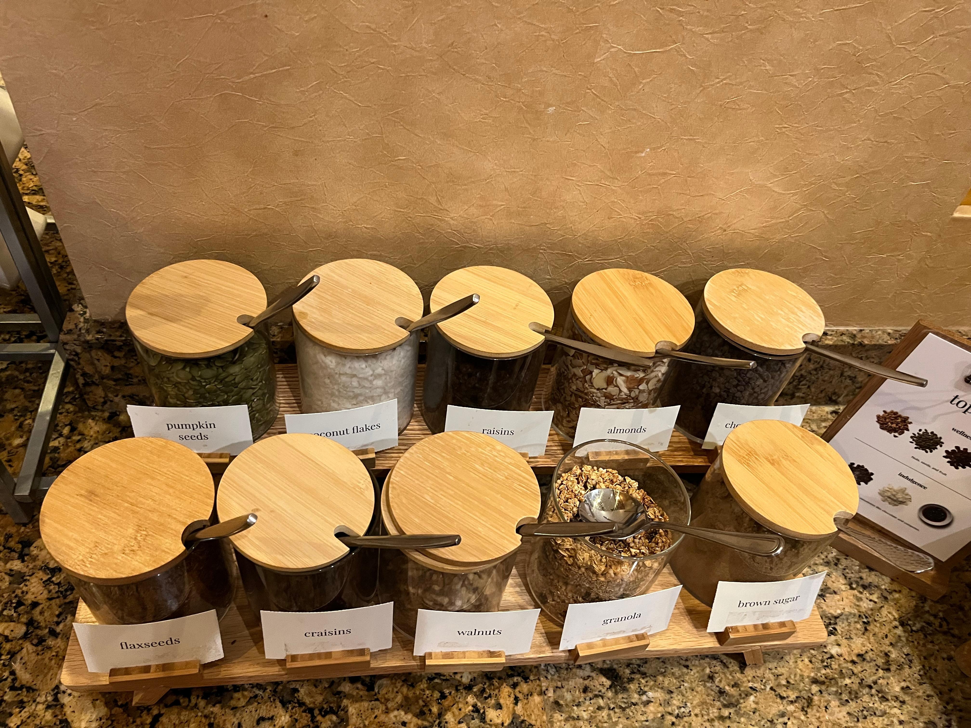 Breakfast toppings!  And there were also shredded cheese, salsa, and a variety of hot sauces.