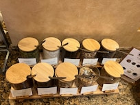 Breakfast toppings! And there were also shredded cheese, salsa, and a variety of hot sauces.