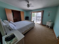 Double doors to primary bath for accessibility.