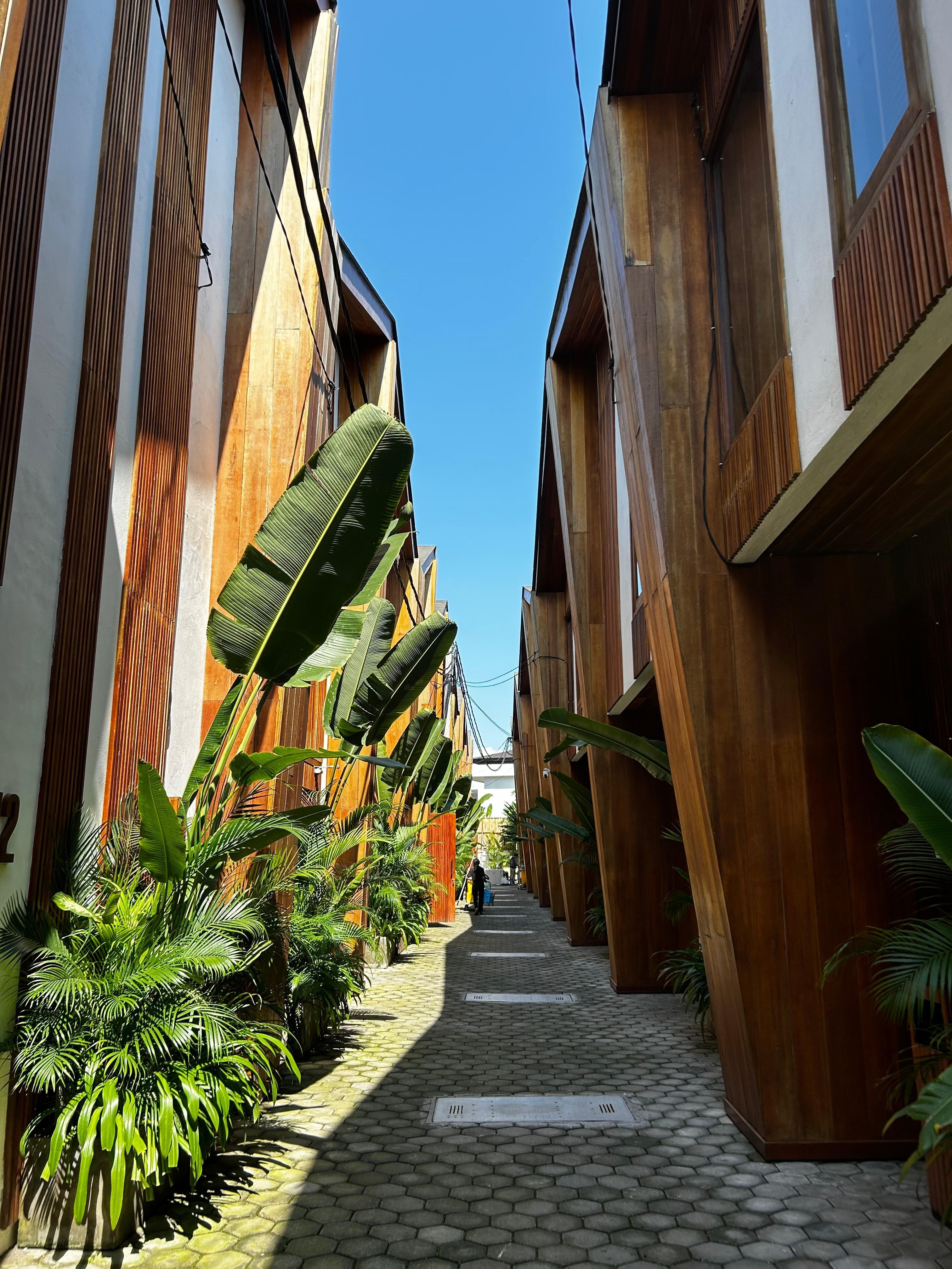 The space between the villa entrances