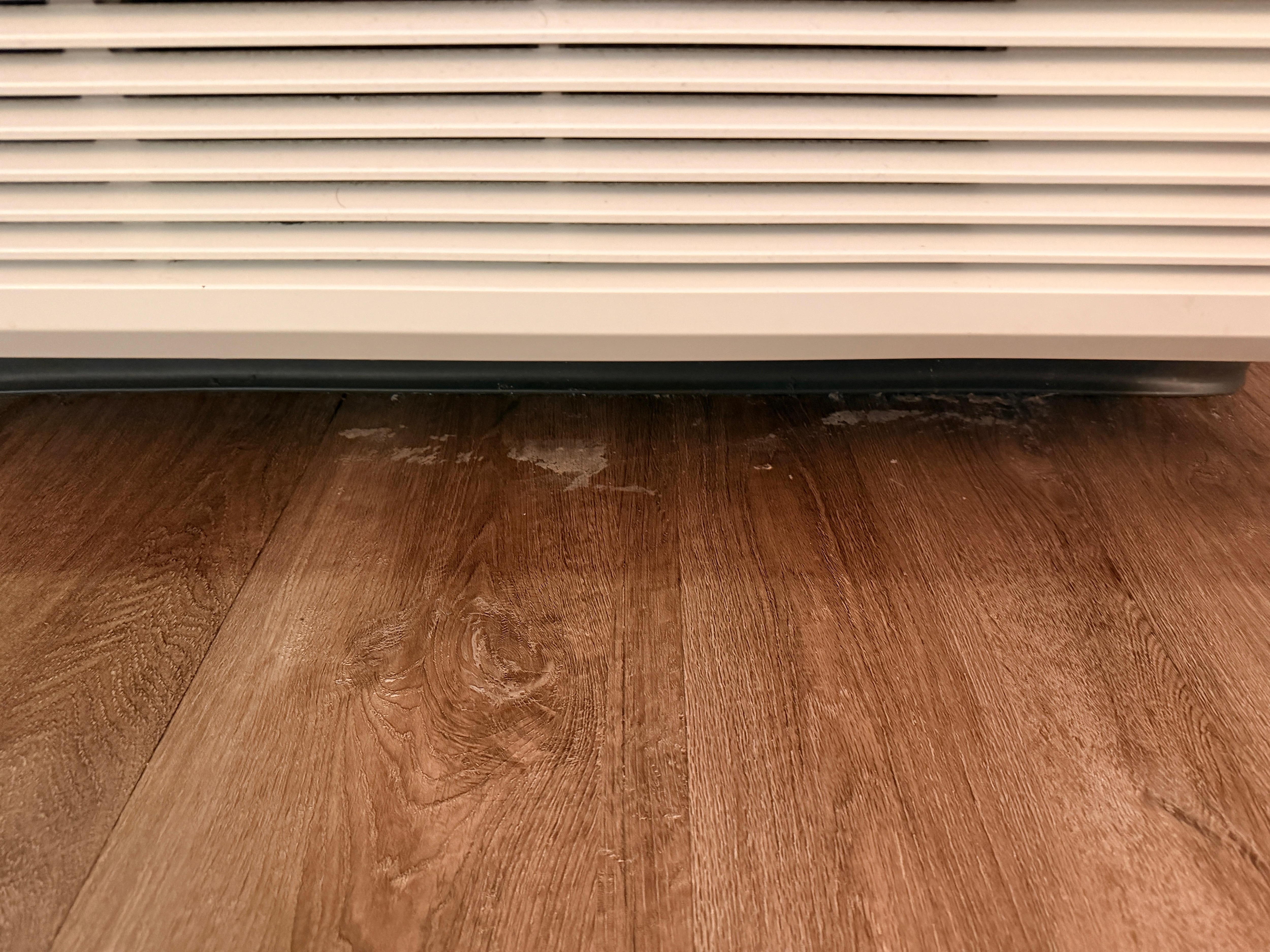 Water stains and grime under the AC unit with the window open when we arrived