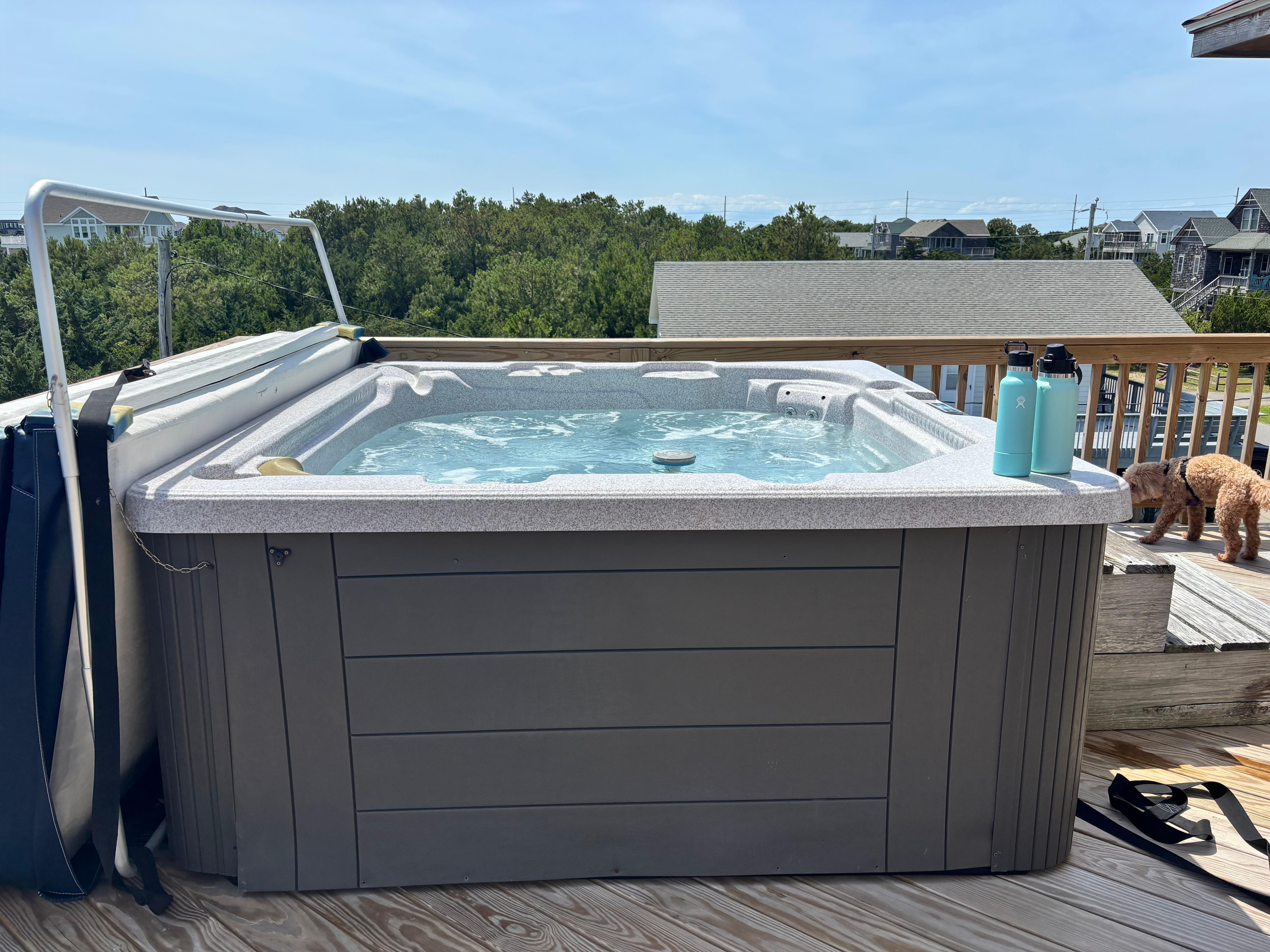 Beautiful hot tub on the top deck.