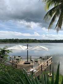 Restaurant deck overlooking the lake