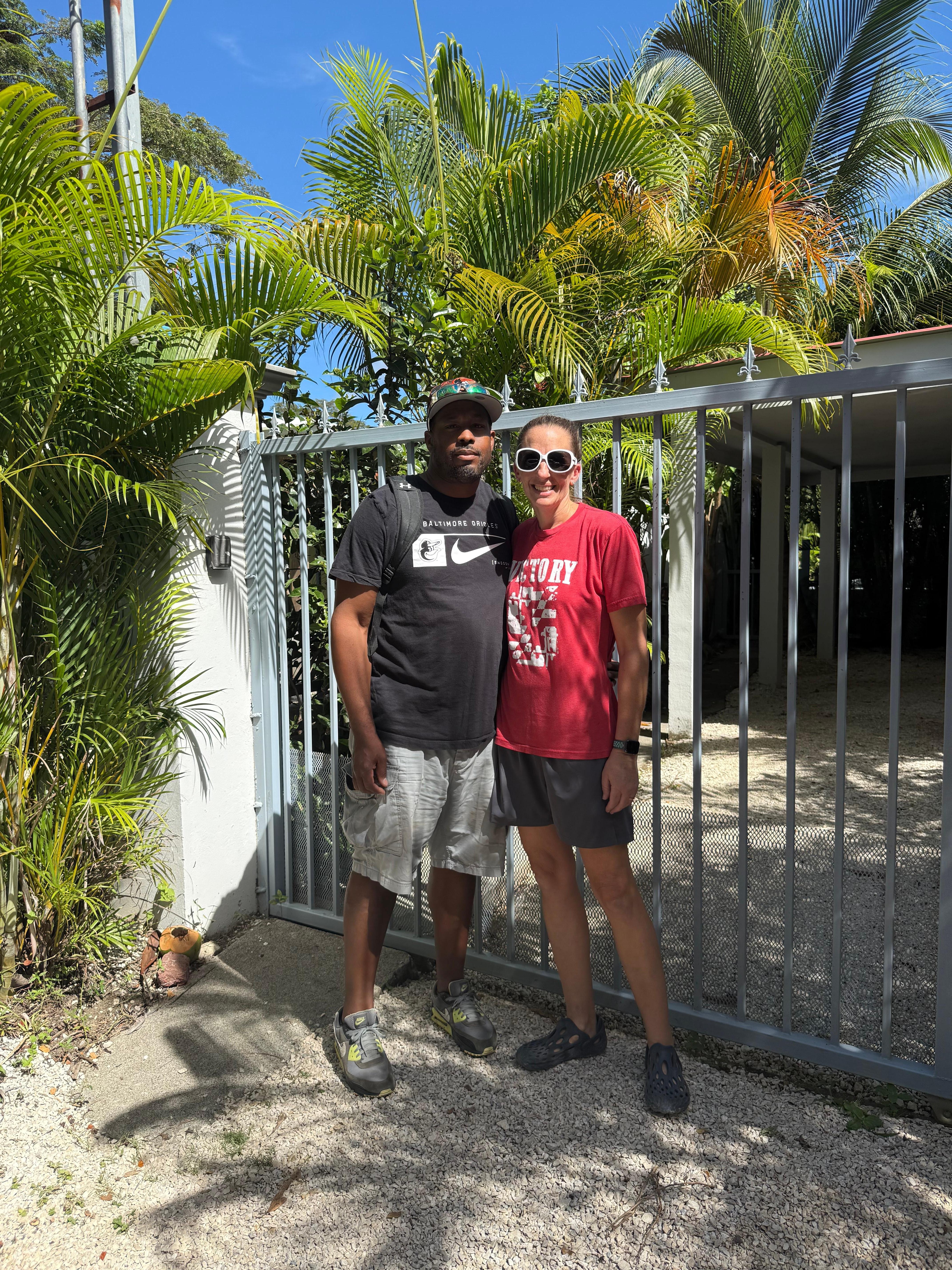 Photo outside the front gated entrance to the house 