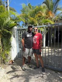 Photo outside the front gated entrance to the house