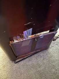 The door to the heating stove was taped shut. No instructions on how to increase heat either