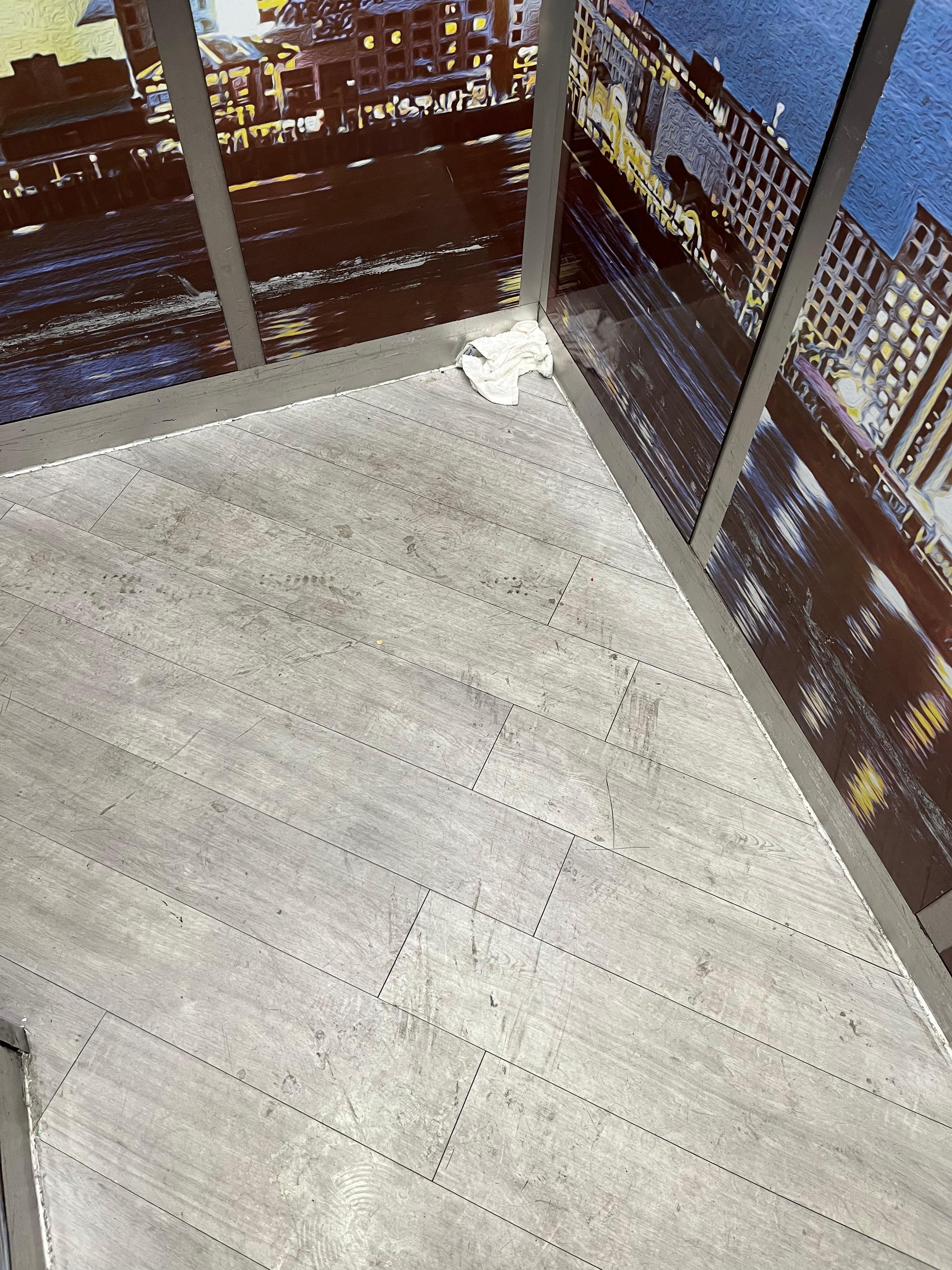 Elevator the wash cloth was on that drity floor for 2-3 days. They had 2 elevator but one was broke.