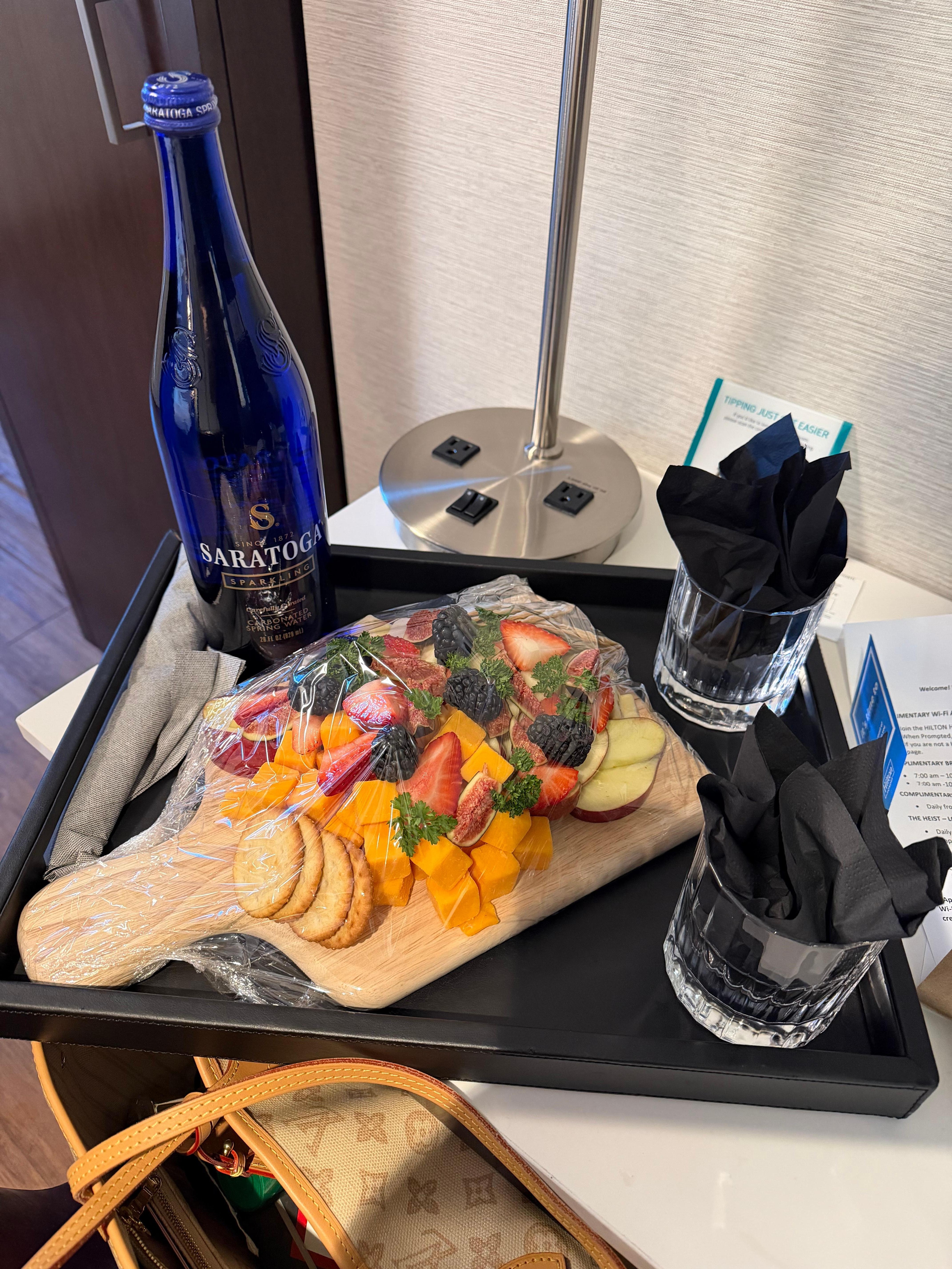 Our fruit and cheese board! So cute and thoughtful!