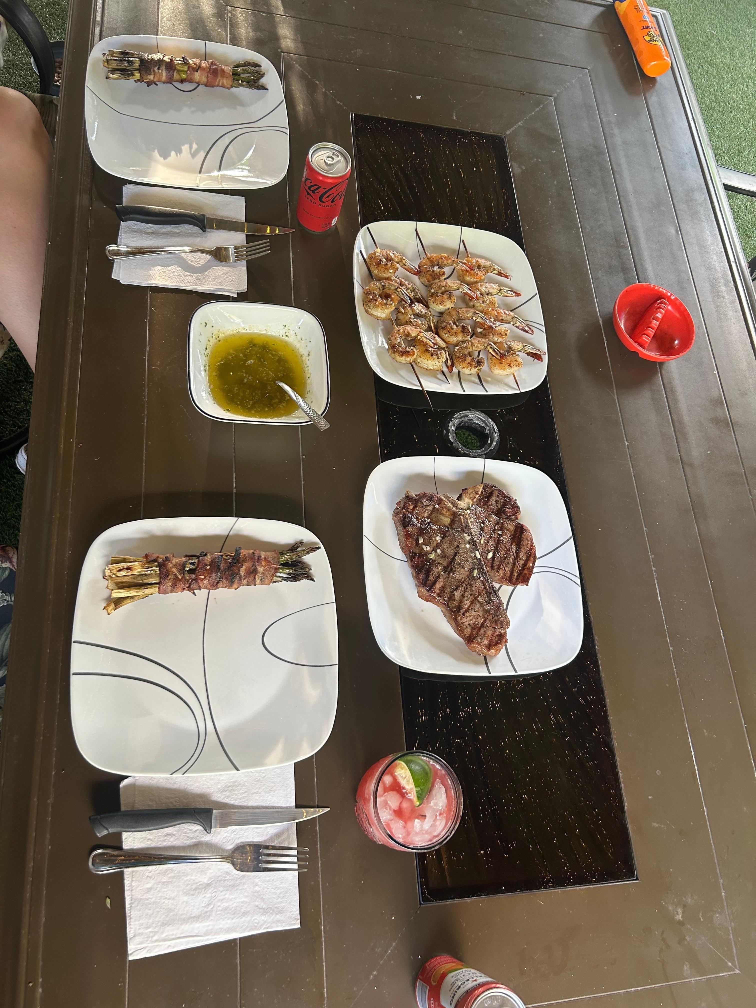 Relaxing dinner on the back patio.