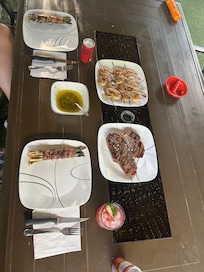 Relaxing dinner on the back patio.