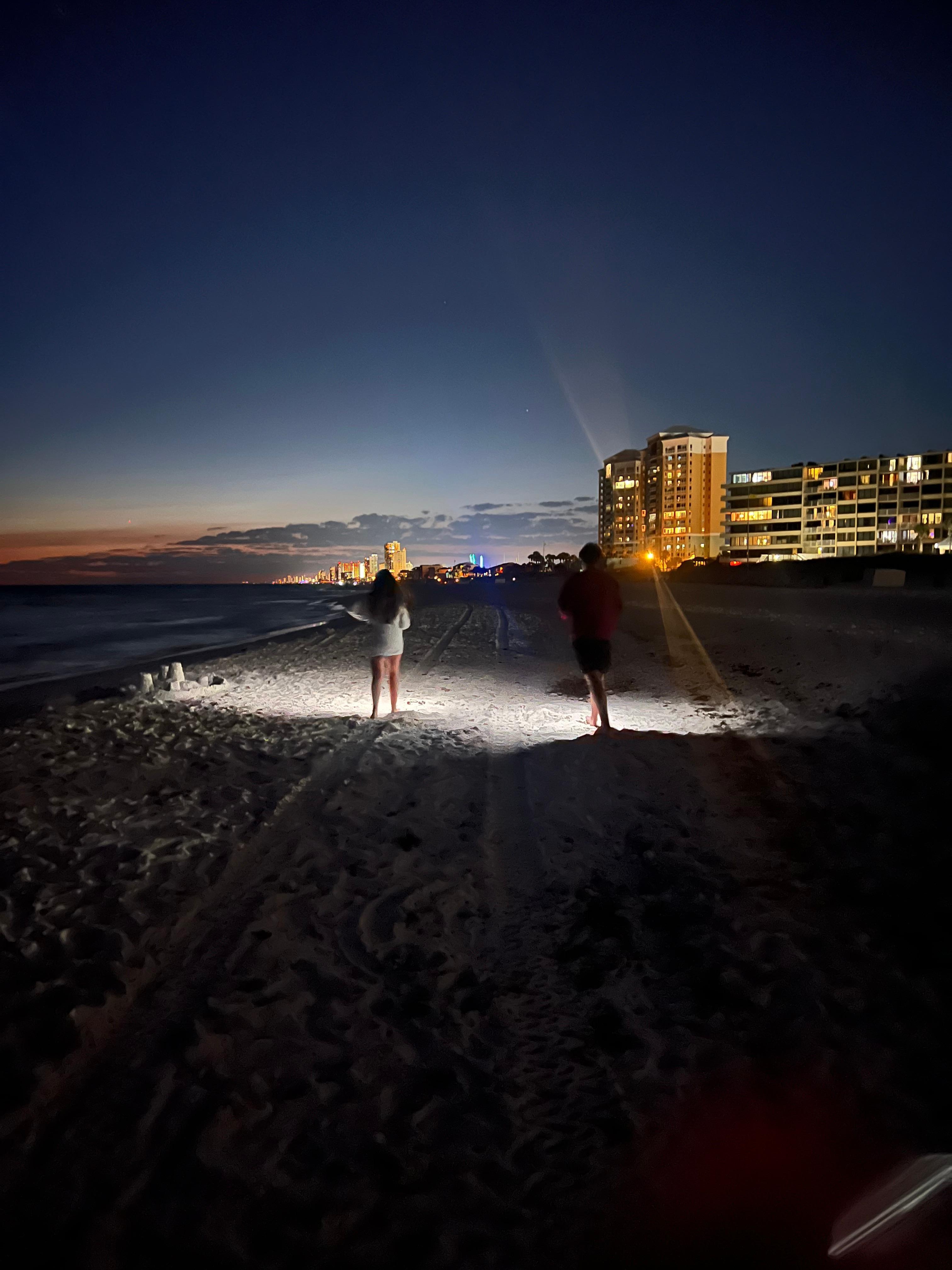 Beach walk with family