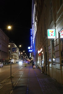 フライト時刻と入国手続き、国鉄チケット購入等に時間がかかり、チェックインは21時過ぎ。駅から近く、ブルーのネオンサインが目印で角を曲がったらホテルが見えて安心した。