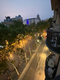 View of La Rambla in our room with balcony