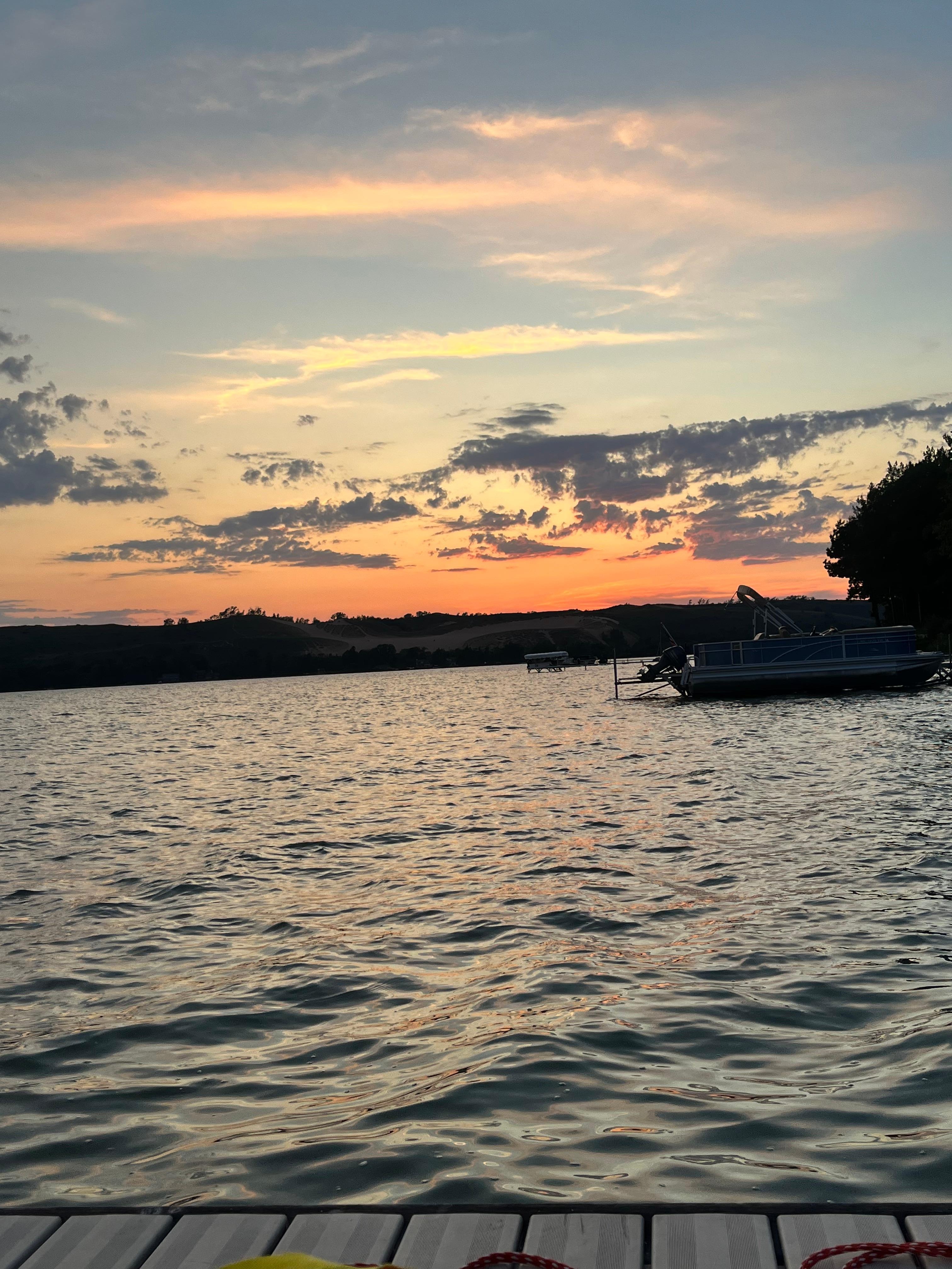 Beautiful view of the sunset and Sleeping Bear Dunes!
