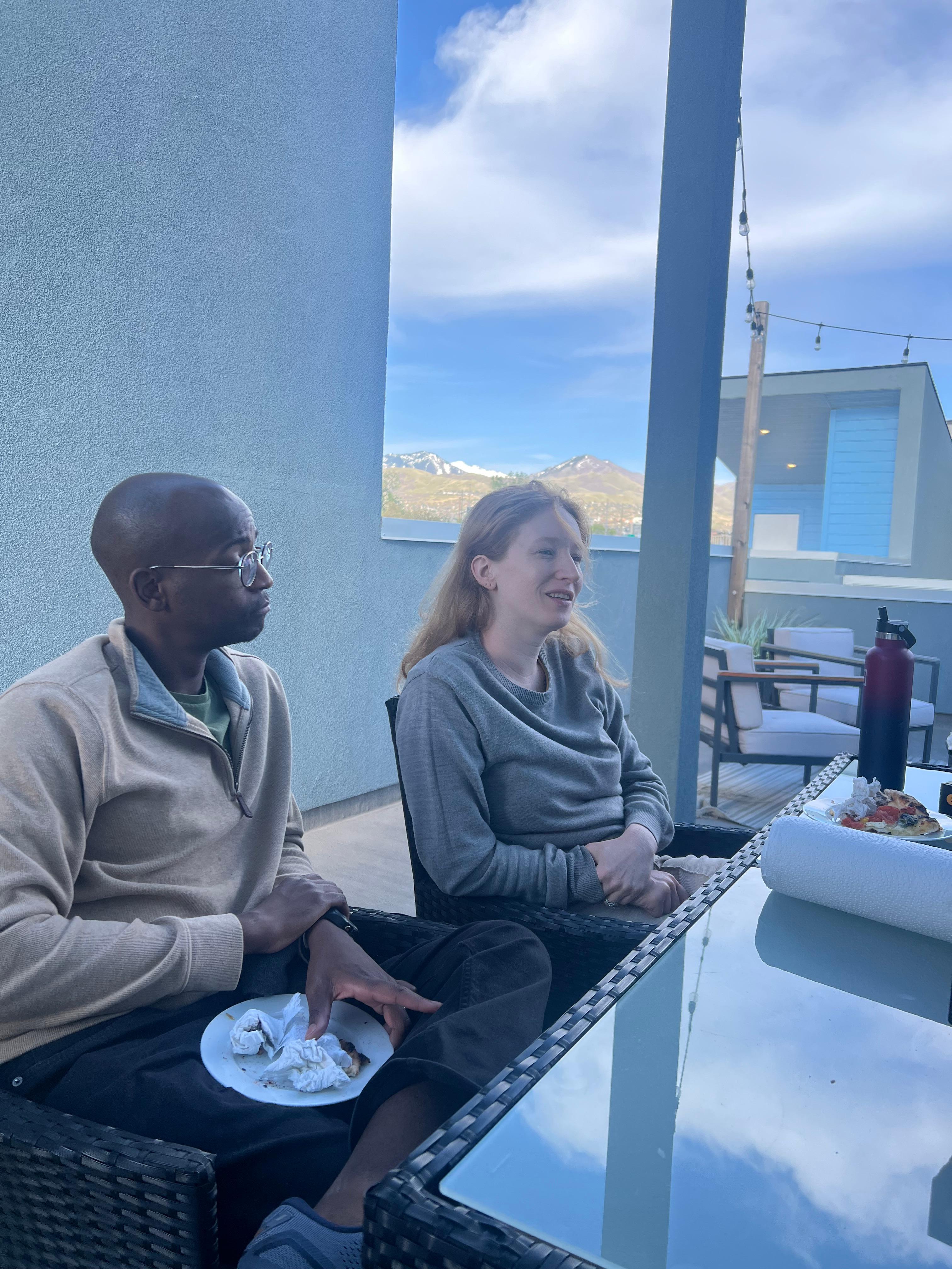 Nice rooftop deck. Great to share a meal & the views 