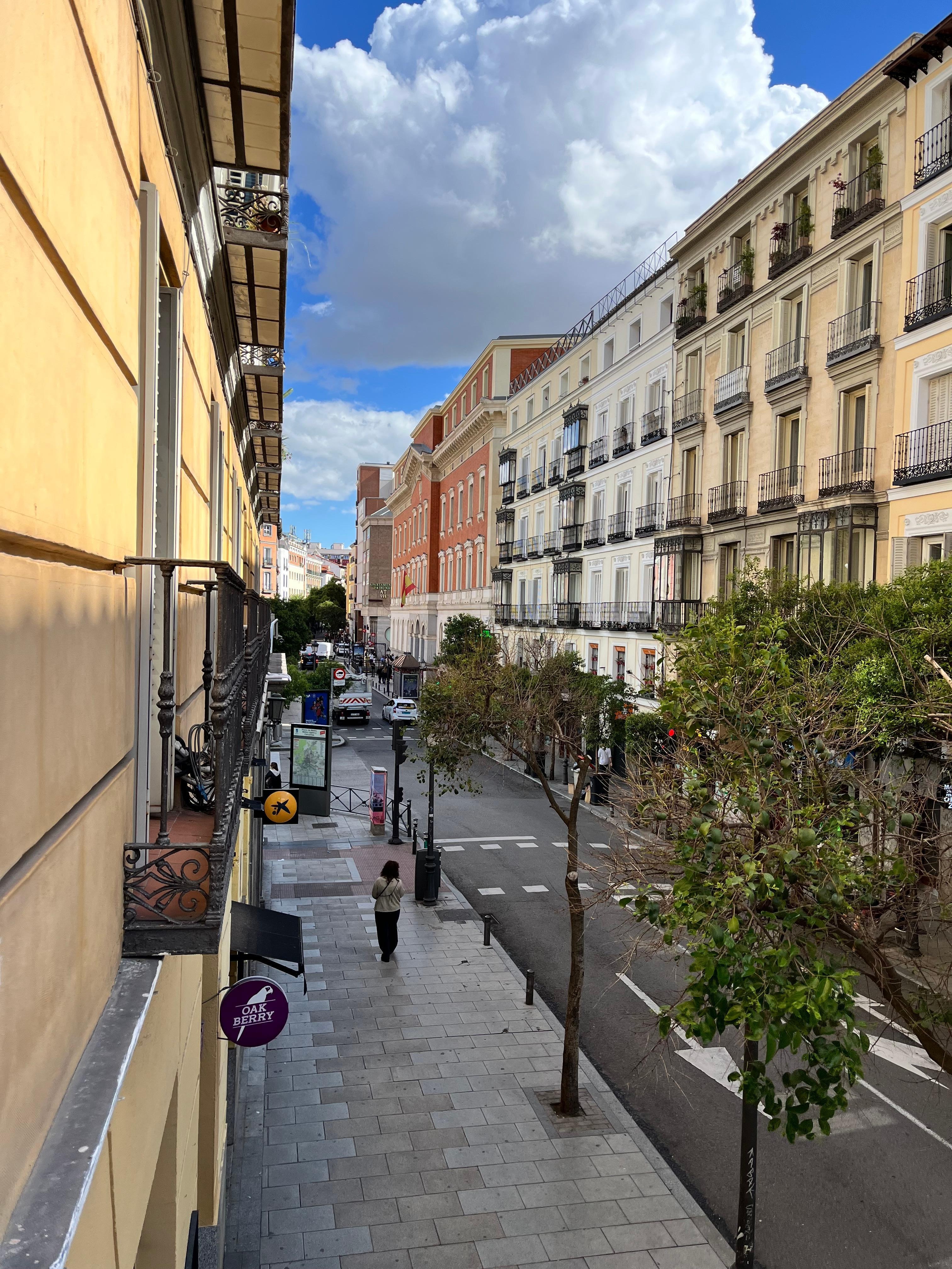 View of the street from the balcony 