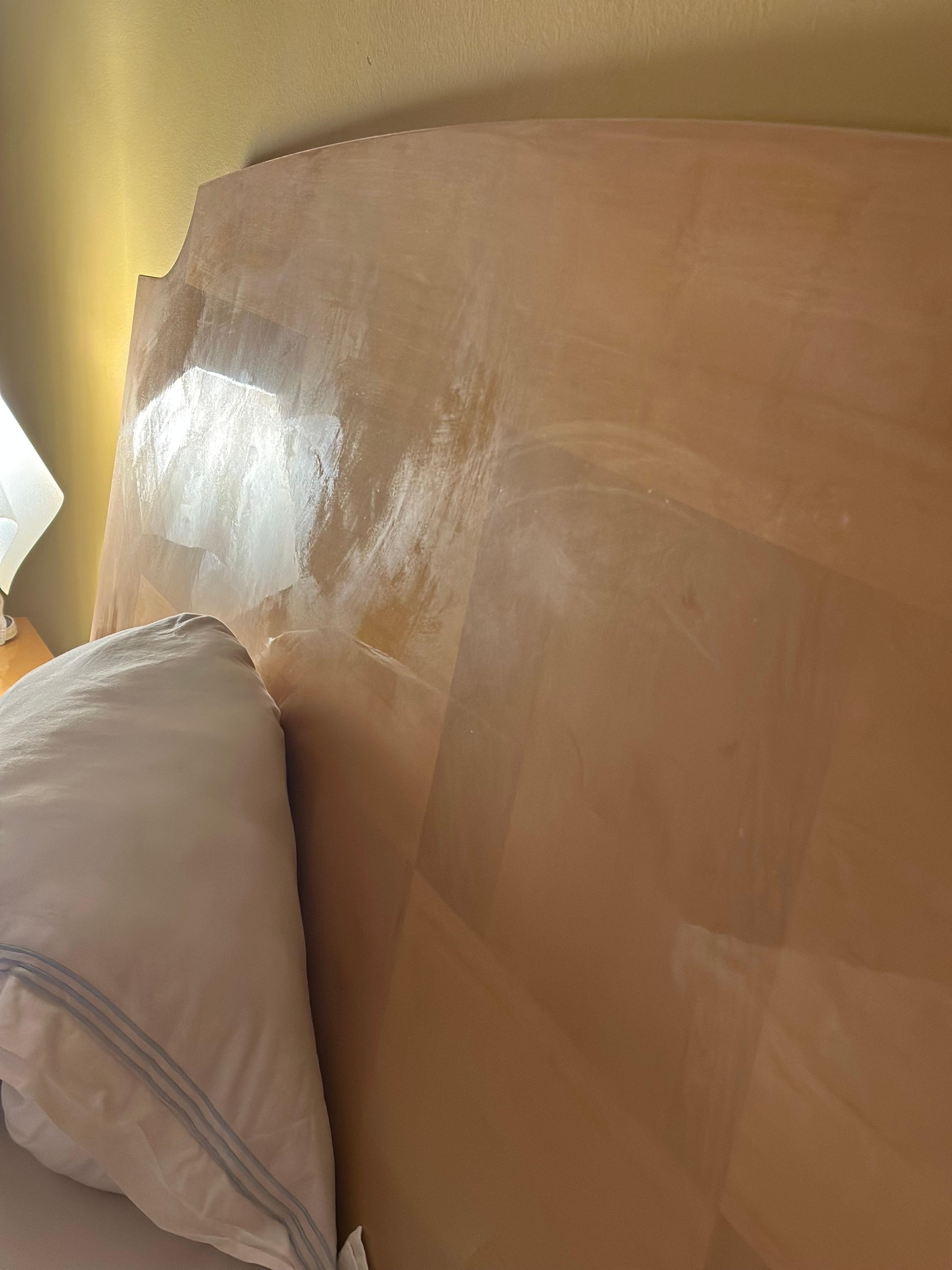 Filmy substance on the bed. 