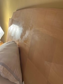 Filmy substance on the bed.