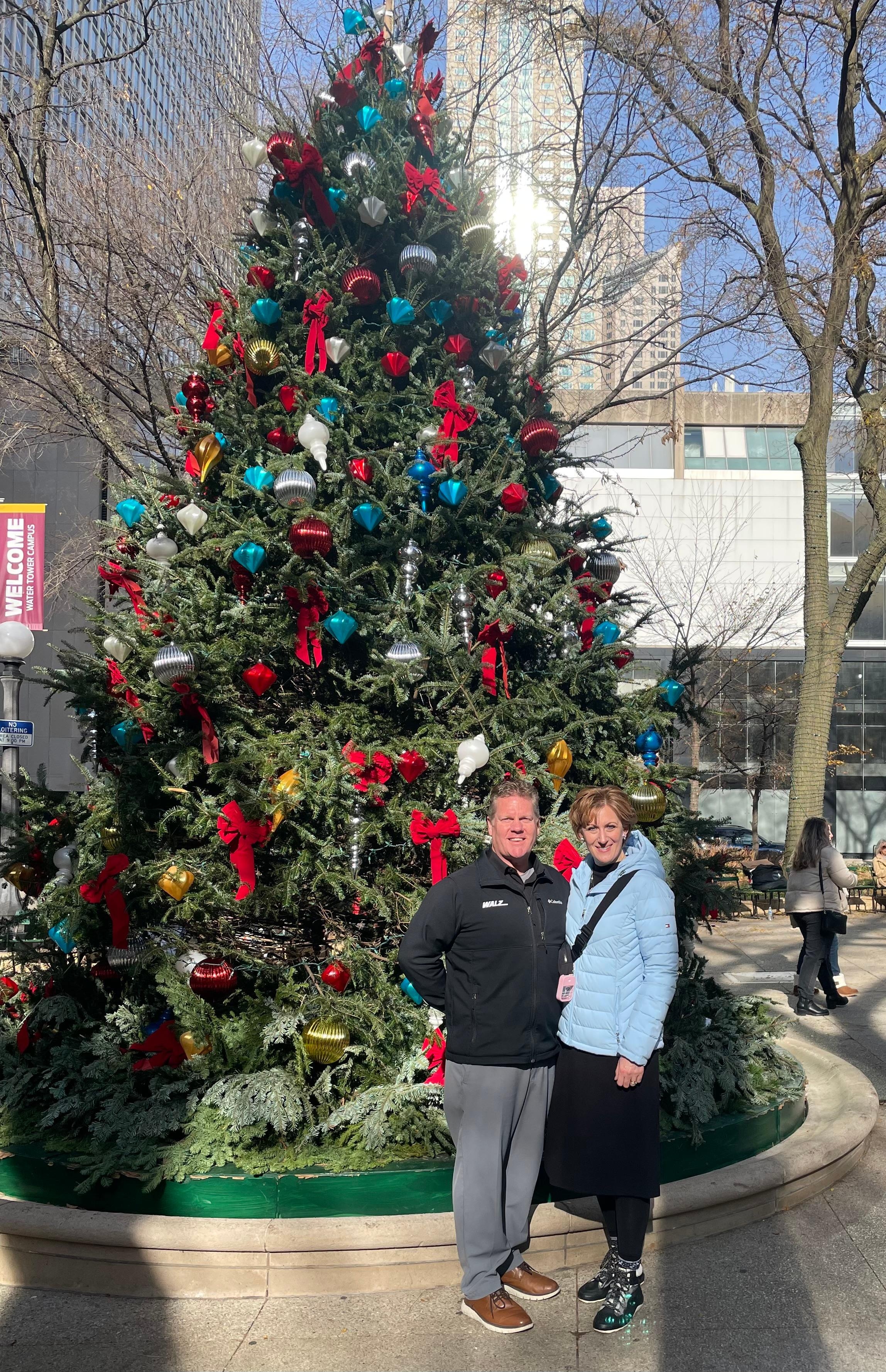 Downtown Chicago was beautiful at Christmas time.