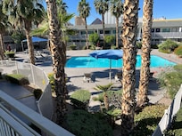 Well groomed plants in the pool area