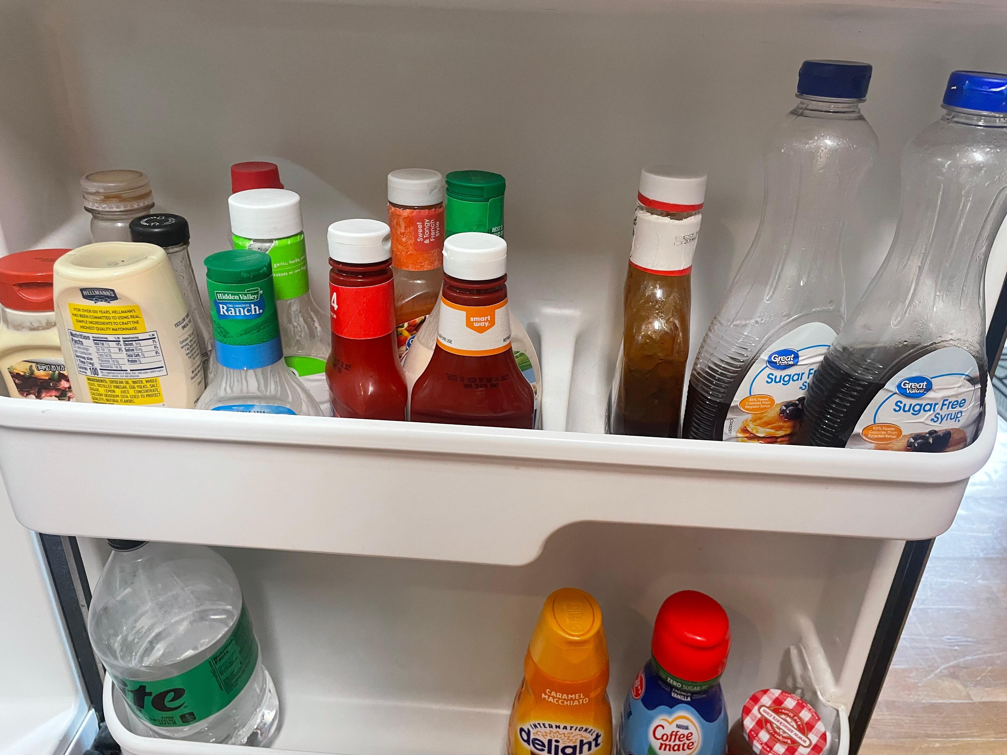 This food was left by who knows how many guests! Multiple ranches, pancake sauces, coffee creamers…