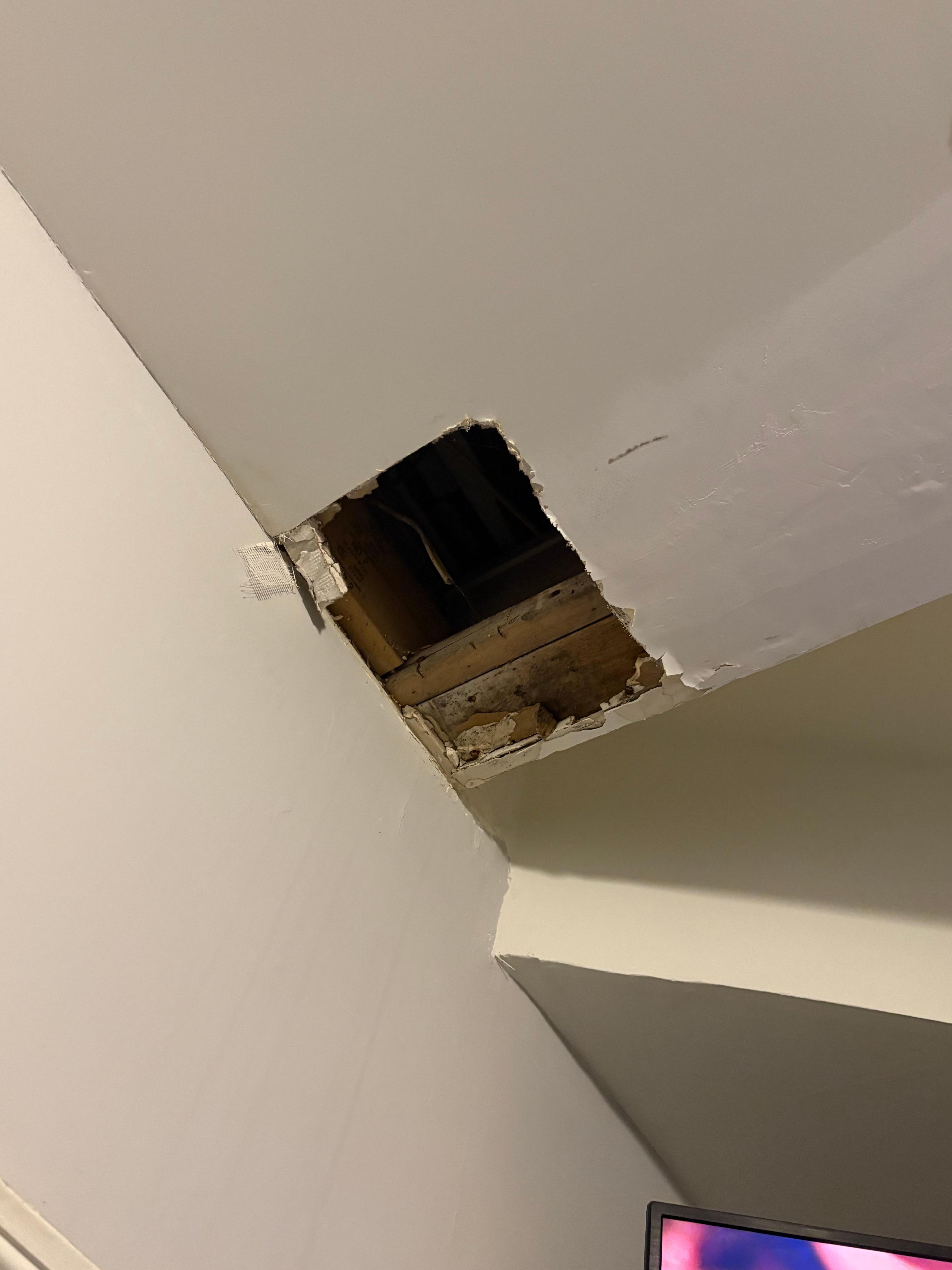 Hole in ceiling in living room 