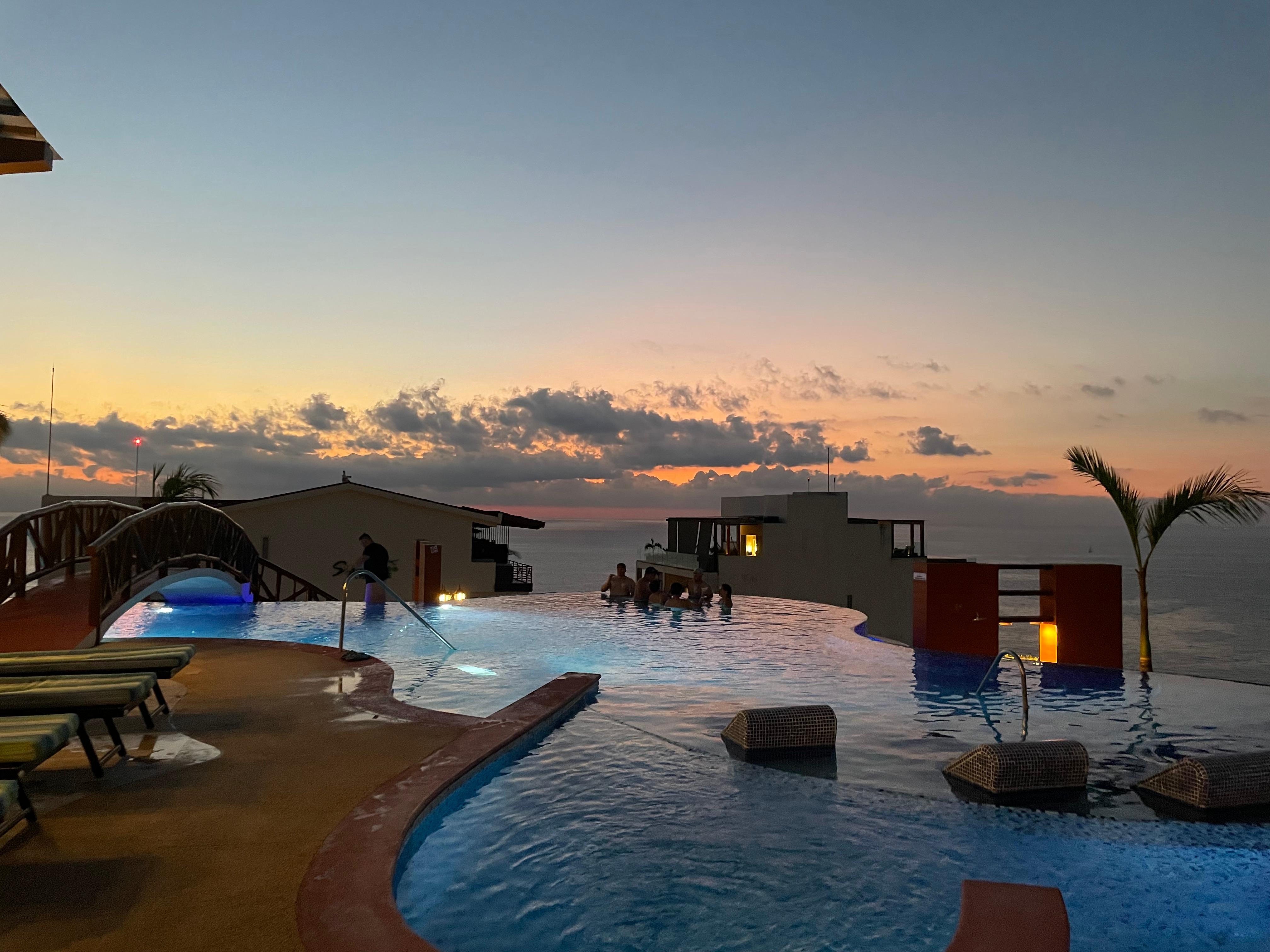 sunset at roof top pool