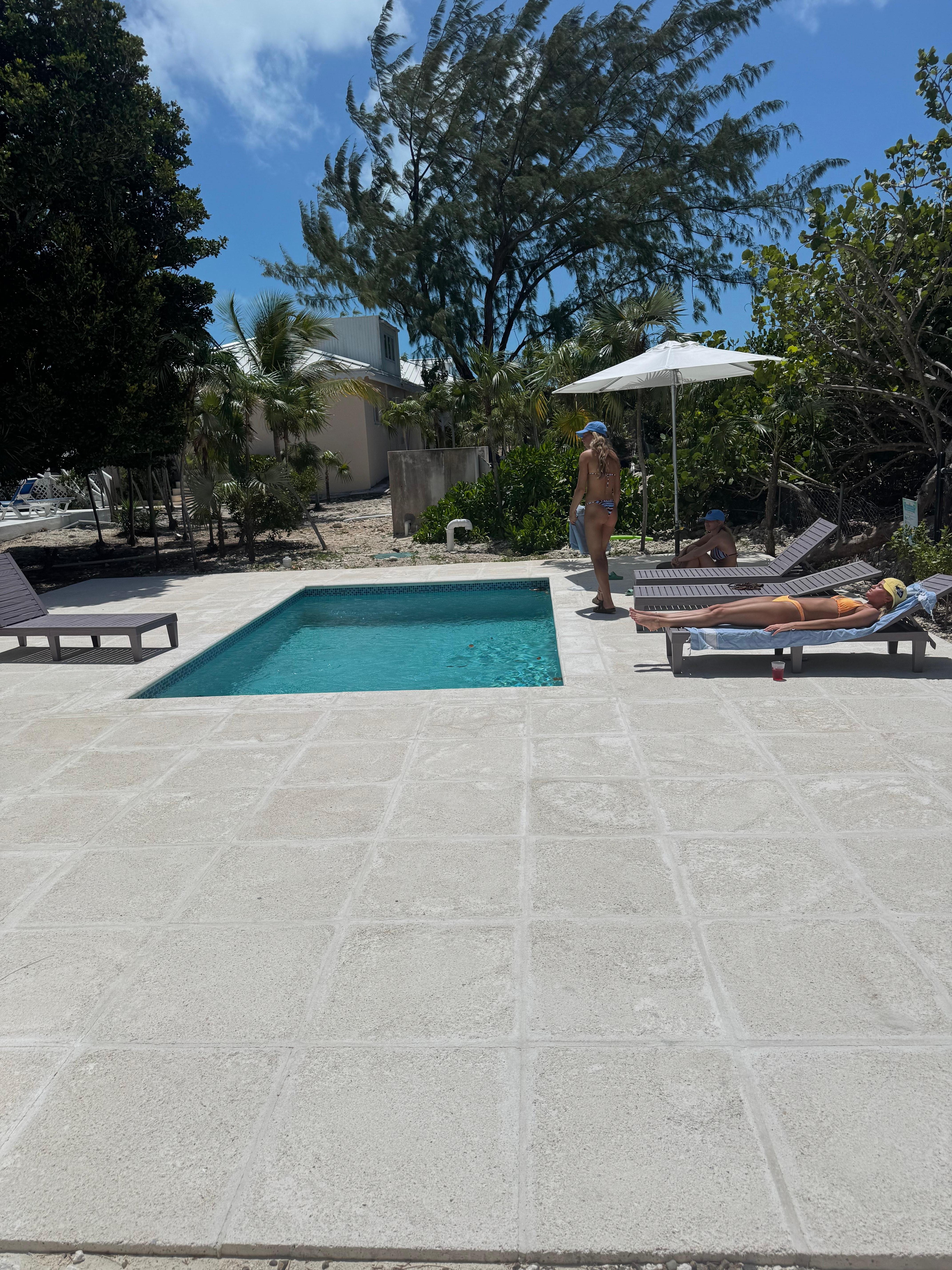 The pool in the back.