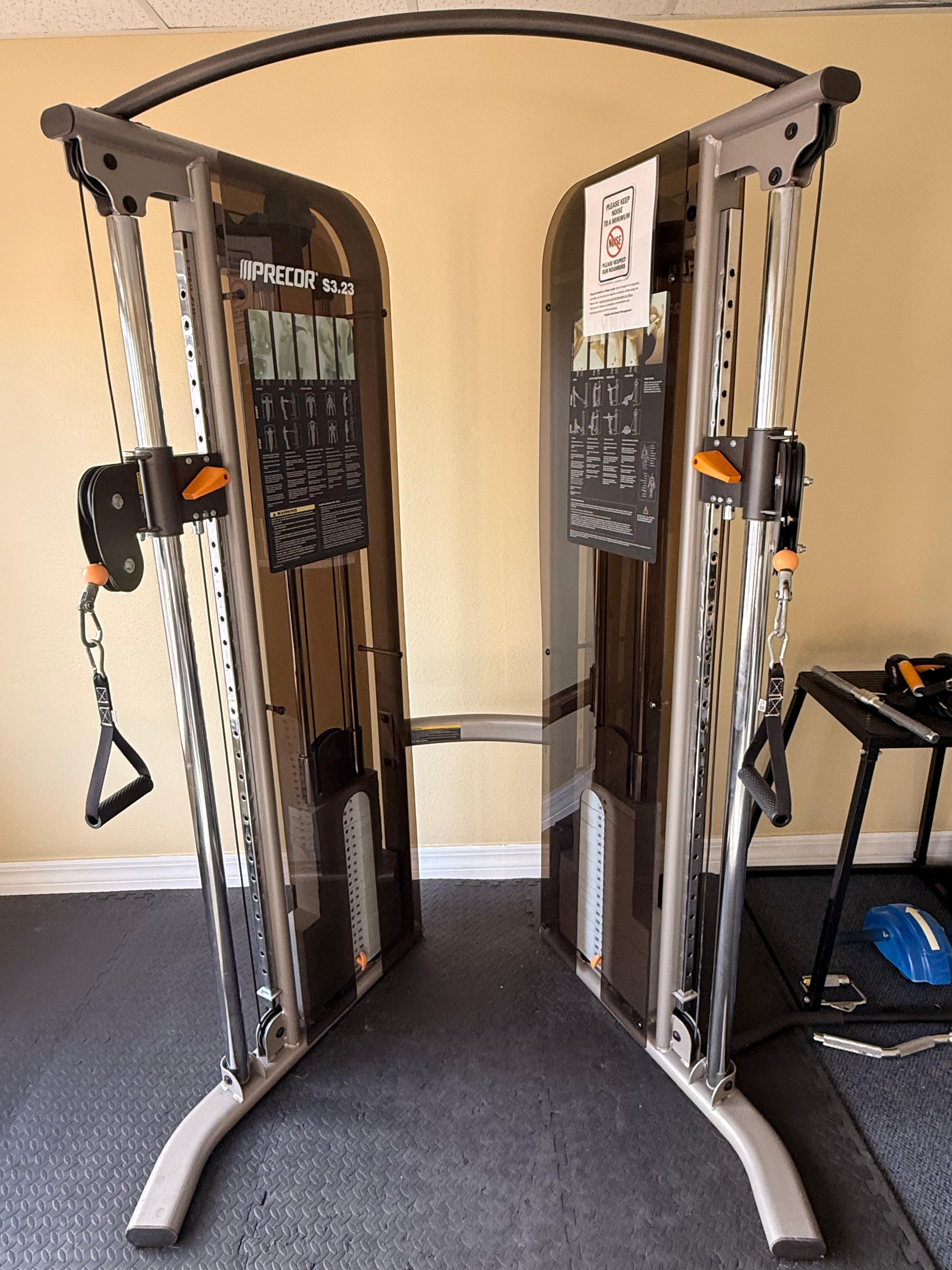 Cable machine in fitness center