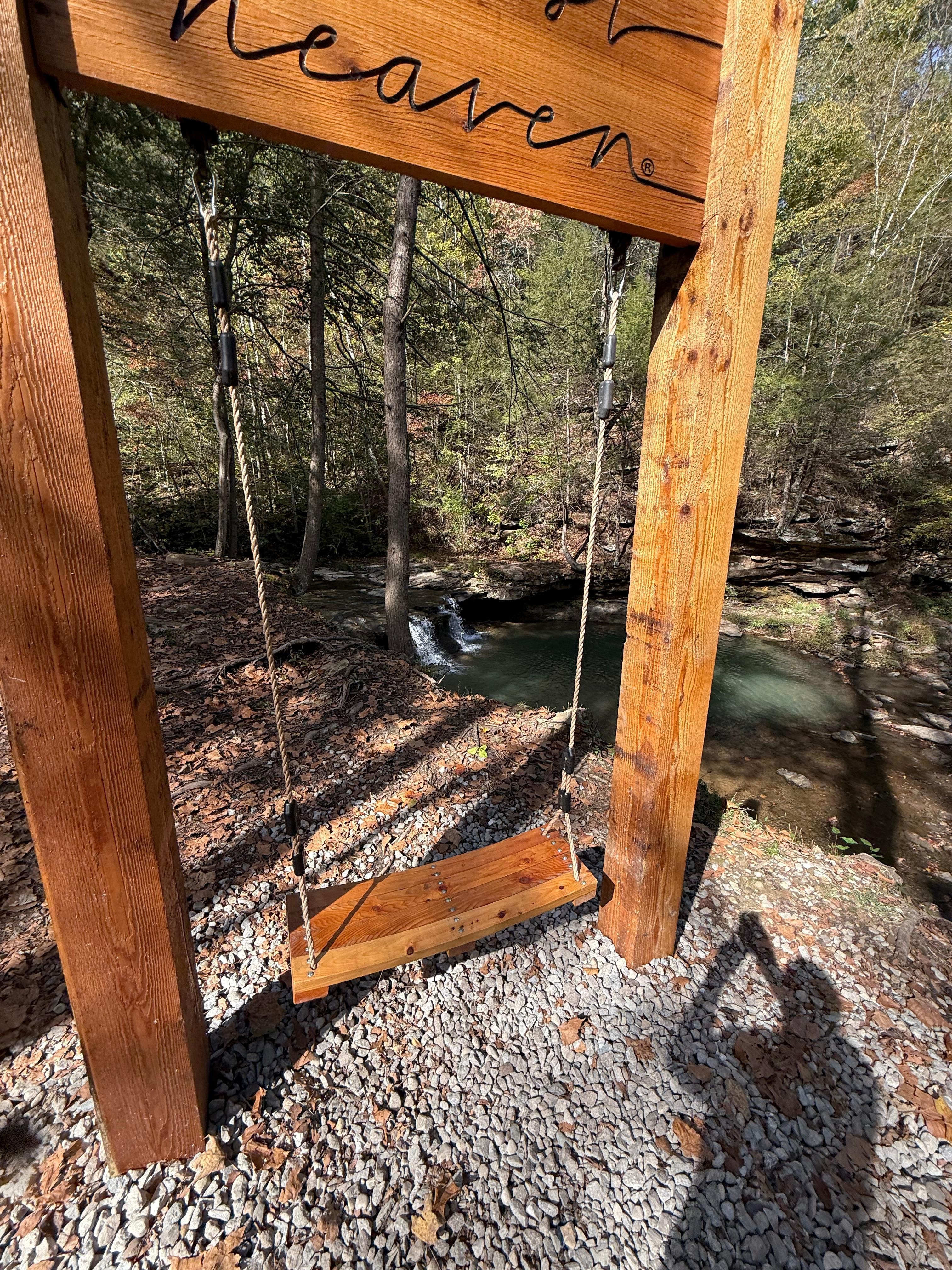 The swing is over by big cold trail system. It’s down the road. There’s a park and a waterfall river. Nice place to visit and to take some pictures